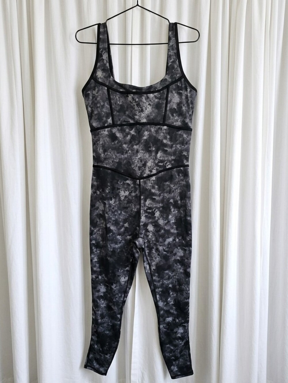 Fabletics Black and Gray Marble Frame Jumpsuit